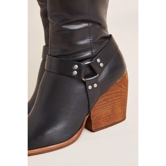 KORK EASE Lett Tall Black Leather Buckle Boots 8.5 M - Picture 5 of 6